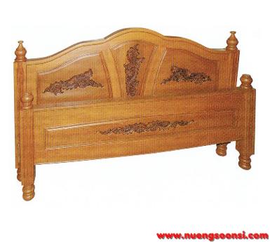 เตียงไม้สัก 6 ฟุต แกะลาย ( K-280 )