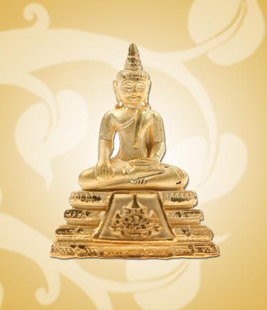 หลวงพ่อโต วัดหลักสี่ ชุบกะไหล่ทอง18 k เลี่ยมกรอบทองเหลือง กันน้ำ พร้อมแหนบ