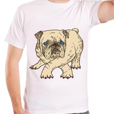 เสื้อยืด t-shirt สีขาว ลายบลูด๊อก cotton100%