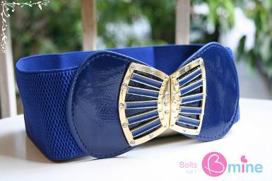 (สินค้าหมดค่ะ) เข็มขัดยางยืดสีน้ำเงิน หัวเข็มขัดตะขอเกี่ยว