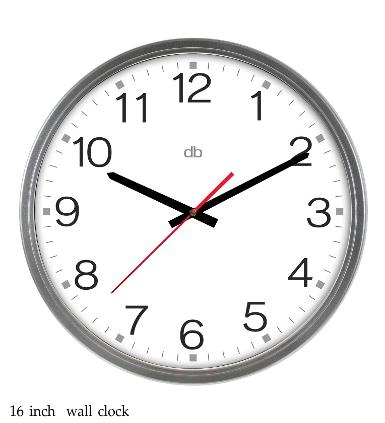 นาฬิกาพลาสติิก ขอบพ่น เงิน สไตล์เรียบหรู เส้นผ่าศูนย์กลาง 16 นิ้ว