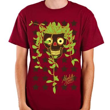 เสื้อยืด t-shirt สีแดง ลายหัวกะโหลก ผ้าcotton100% 