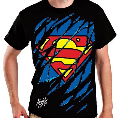 เสื้อยืด t-shirt สีดำ ลายsuperman cotton100%