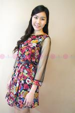 เดรสชีฟองสีดำลายดอกไม้ แต่งคอบัวหวานๆ 