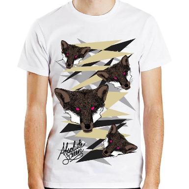 เสื้อยืด t-shirt สีขาว ลายFox ผ้าcotton100% 