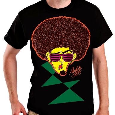 เสื้อยืด t-shirt สีดำ ลายหัวฟู ผ้าcotton100% 