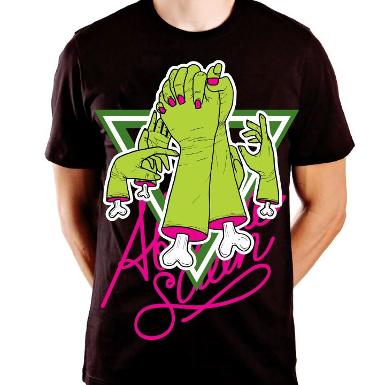 เสื้อยืด t-shirt สีดำ ลายมือ ผ้าcotton100% 