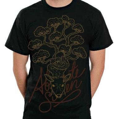 เสื้อยืด t-shirt สีดำ ลายกวาง cotton100%