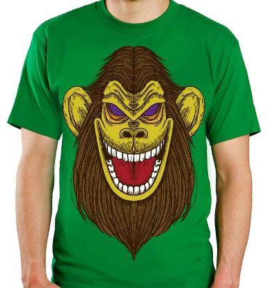 เสื้อยืด t-shirt สีเขียว ลายกอลีล่า cotton100%