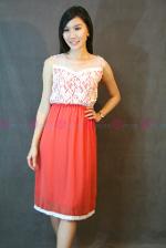 Maxi Dress ผ้าชีฟองพลิ้วๆสีส้มพีช 