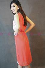 Maxi Dress ผ้าชีฟองพลิ้วๆสีส้มพีช 