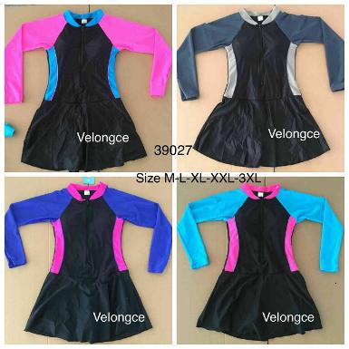 ชุดว่ายน้ำผู้ใหญ่ ชิ้นเดียวแขนยาวกระโปรง ด้านในเป็นกางเกงขาสั้น ชุดว่ายน้ำผู้ใหญ่ ชิ้นเดียวแขนยาวกระโปรง ด้านในเป็นกางเกงขาสั้น