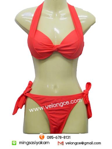 บิกินี่สีพื้น ผูกคอ ผูกเอว ย่นตรงกลาง มีฟองน้ำและซับใน Size L-XL-XXL บิกินี่สีพื้น ผูกคอ ผูกเอว ย่นตรงกลาง มีฟองน้ำและซับใน Size L-XL-XXL