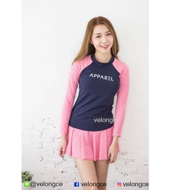 ชุดว่ายน้ำ rash guard แขนยาว คู่กระโปรงกางเกงขาสั้นด้านใน ชุดว่ายน้ำ rash guard แขนยาว คู่กระโปรงกางเกงขาสั้นด้านใน