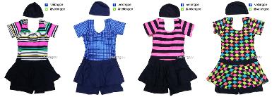 ชุดว่ายน้ำชิ้นเดียว เสื้อแขนสั้นกระโปรงพร้อมกางเกงขาสั้นด้านใน ลายต่อสี Size L-XL-XXL-3XL ชุดว่ายน้ำชิ้นเดียว เสื้อแขนสั้นกระโปรงพร้อมกางเกงขาสั้นด้านใน ลายต่อสี Size L-XL-XXL-3XL