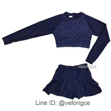 ชุดว่ายน้ำแขนยาว 2 ชิ้น เสื้อสั้นครอป คู่กระโปรง กางเกงด้านใน free size ชุดว่ายน้ำแขนยาว 2 ชิ้น เสื้อสั้นครอป คู่กระโปรง กางเกงด้านใน free size