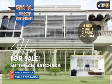 ขายทาวน์โฮมสไตล์บ้านเดี่ยว สุทธิสาร - รัชดา l 350 ม. ถึง MRT สุทธ